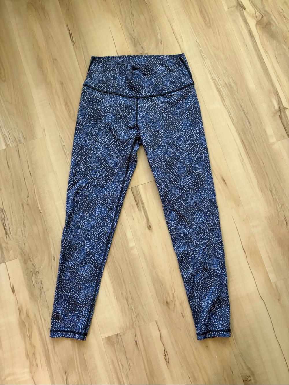 Aerie Chill Play Move Women’s Large Blue Printed Leggings Zip Pocket